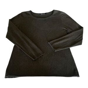 Peruvian Connection Olive Green 100% Pima Cotton Long Sleeve Cozy Knit Top sz L